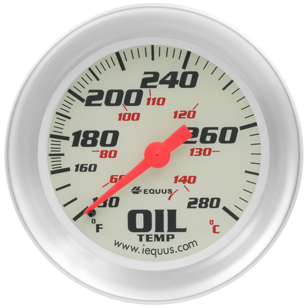 EQUUS — EQUUS 2-5/8 Dia Oil Temp Gauge Silver 130-280