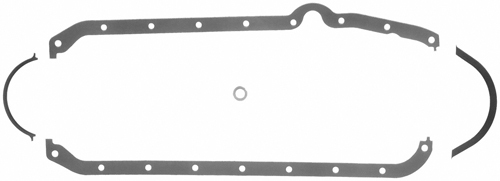 Fel Pro 1803 Oil Pan Gasket, 0.094 in Thick, Multi-Piece, Rubber Coated Fiber, Driver Side Dipstick, Small Block Chevy, Kit
