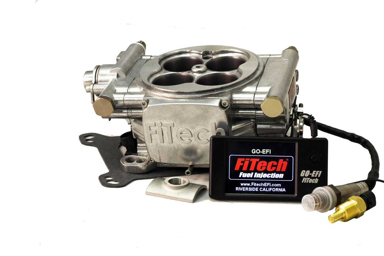 FiTech Fuel Injection 30001 Fuel Injection, Go EFI 4, Throttle Body, Square Bore, 70 lb/hr Injectors, Aluminum, Polished, Universal, Kit