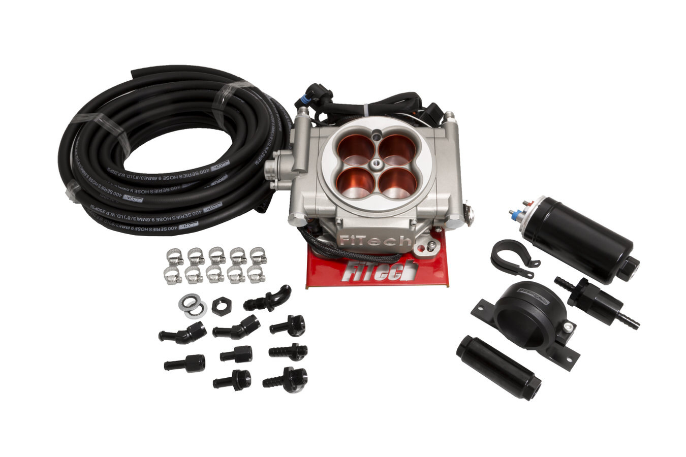 FiTech Fuel Injection 31003 Fuel Injection, Go Street EFI, Master Kit, Throttle Body, Square Bore, 62 lb/hr Injectors, Aluminum, Silver Anodized, Universal, Kit