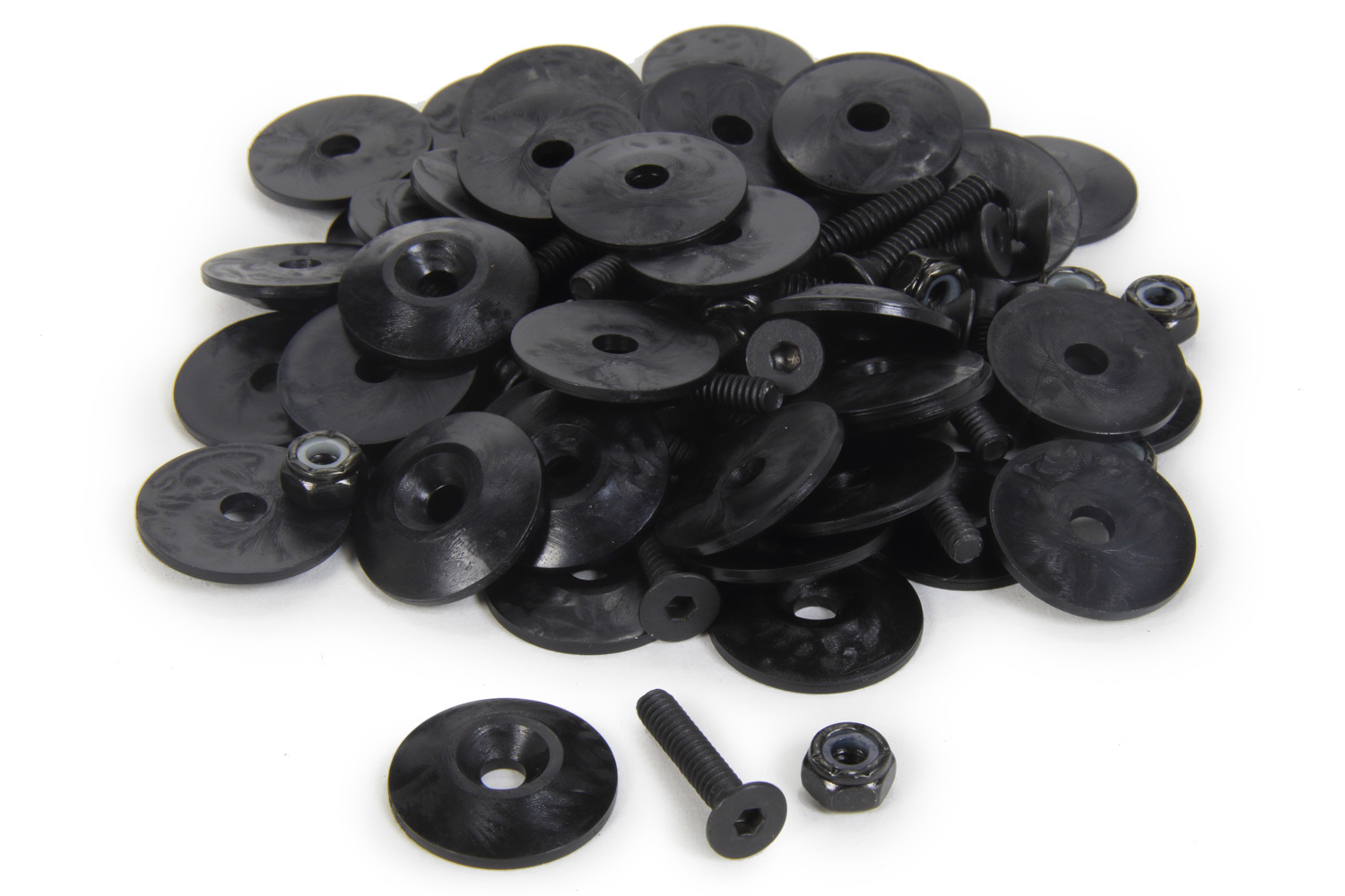 Wear Strip Installation Kit - Flathead - Countersunk Washers / Nuts - Plastic / Steel - Black - Set of 25