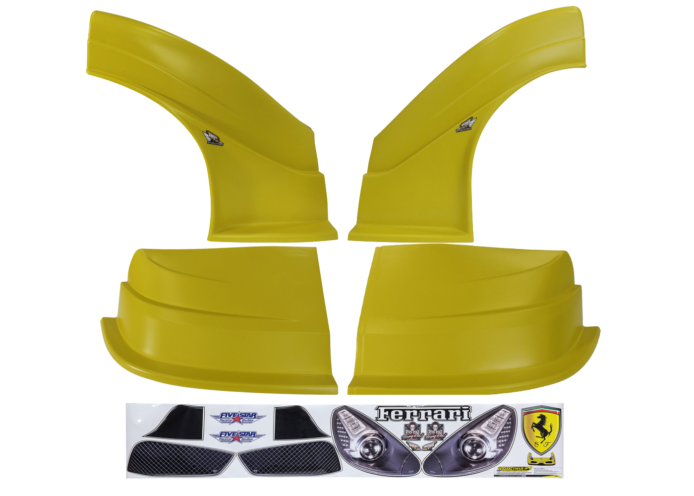 Nose - MD3 Evolution - Combo - New Style - Fenders / Nose / Graphics - Molded Plastic - Yellow - Ferrari - Dirt Late Model - Kit