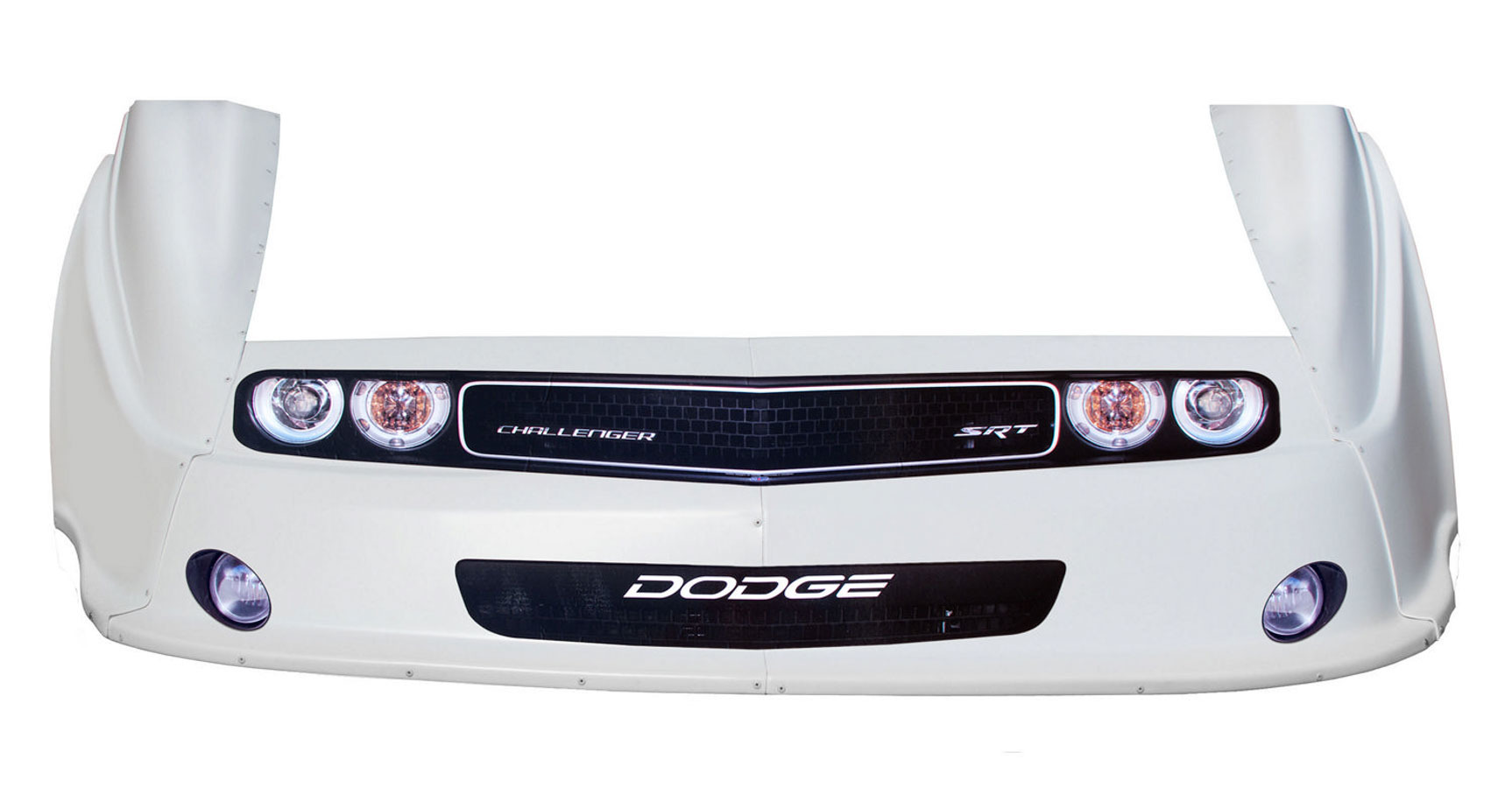 Nose - MD3 - Combo - Old Style - Fenders / Nose / Graphics - Molded Plastic - White - Dodge Challenger - Dirt Late Model - Kit