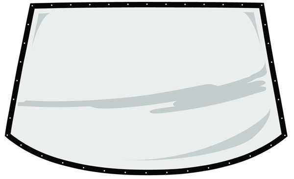 Window - S2 Sportsman - Rear - 0.093 in Thick - Molded - Precut / Drilled - Blackout Border - Polycarbonate - Each