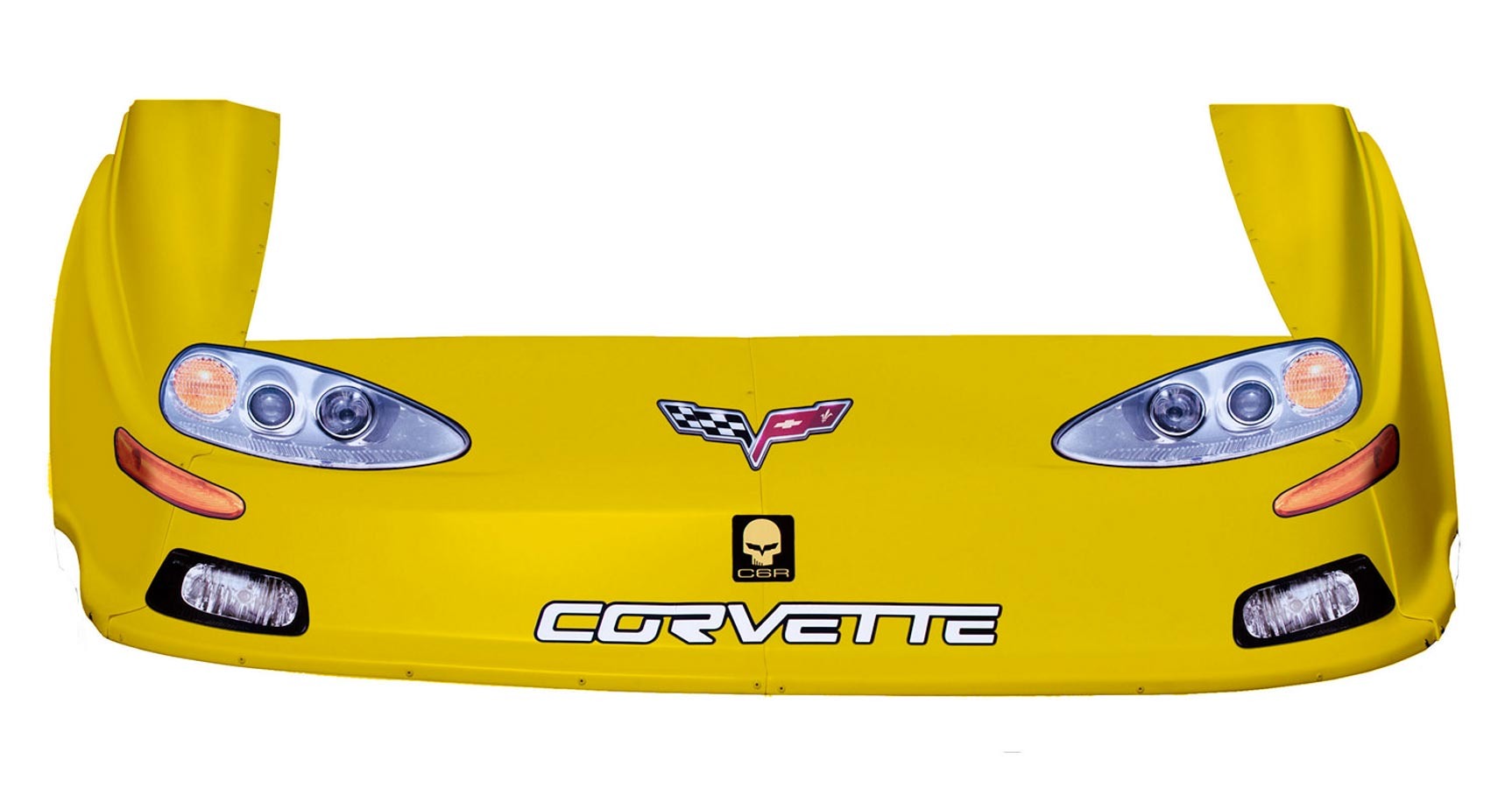 Nose - MD3 - Combo - Old Style - Fenders / Nose / Graphics - Molded Plastic - Yellow - Chevy Corvette - Dirt Late Model - Kit
