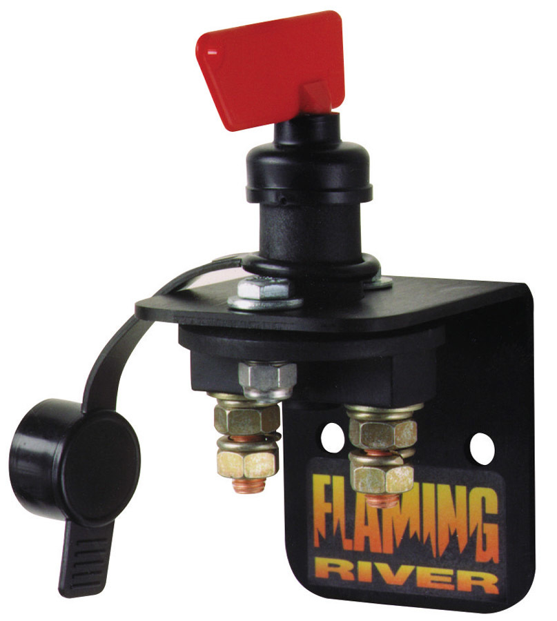 Flaming River FR1002 Battery Disconnect, Little Switch, Rotary Switch, Panel Mount, 100 amp, Bracket / Hardware, 12V, Removable Key, Kit