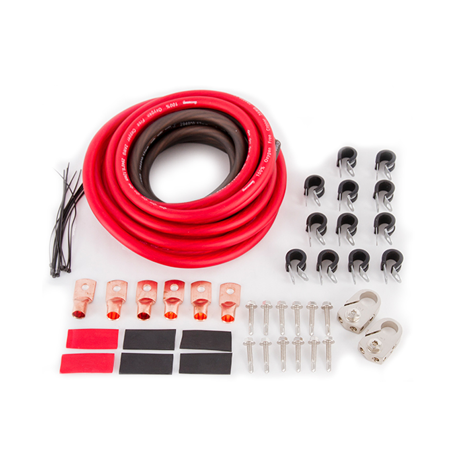 Flaming River FR1063 Battery Relocation Kit, Cable Ends / Hardware / Heat Shrink Sleeves / Zip Ties Included, 2 Gauge Cables, 20 ft Red / 8 in Black, Kit
