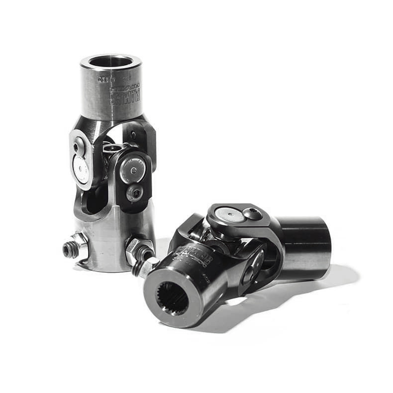 Flaming River FR1924 Steering Universal Joint, Single Joint, 9/16 in 26 Spline to 3/4 in Double D, Chromoly, Black, Each