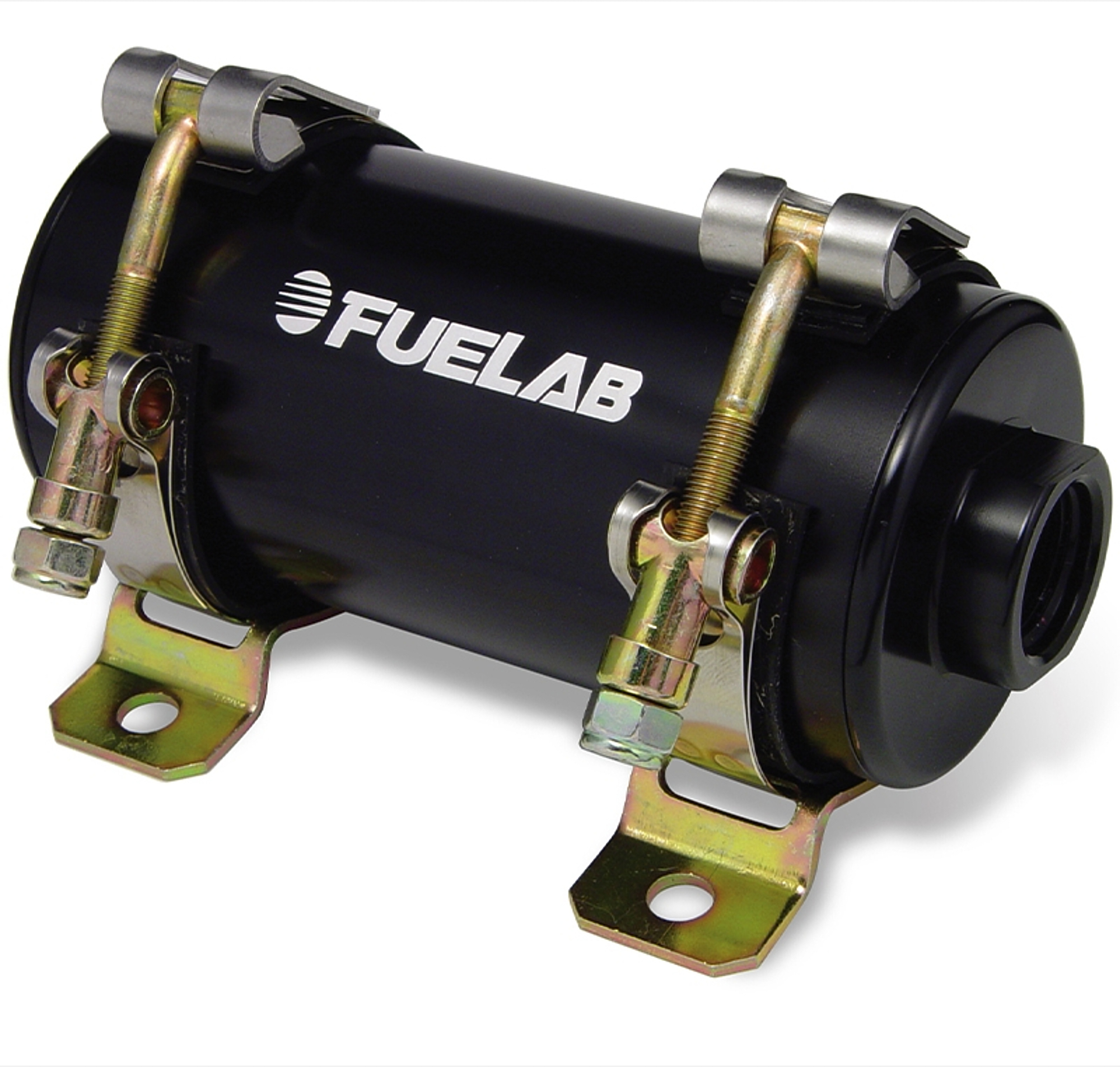 FueLab 41401-1 Fuel Pump, Electric, Inline, Brushless, 105 gph, 10 AN Female Inlet / 10 AN Female Outlet, Gas / Diesel / E85 / Methanol, Mounting Hardware Included, Aluminum, Black Anodized, Each