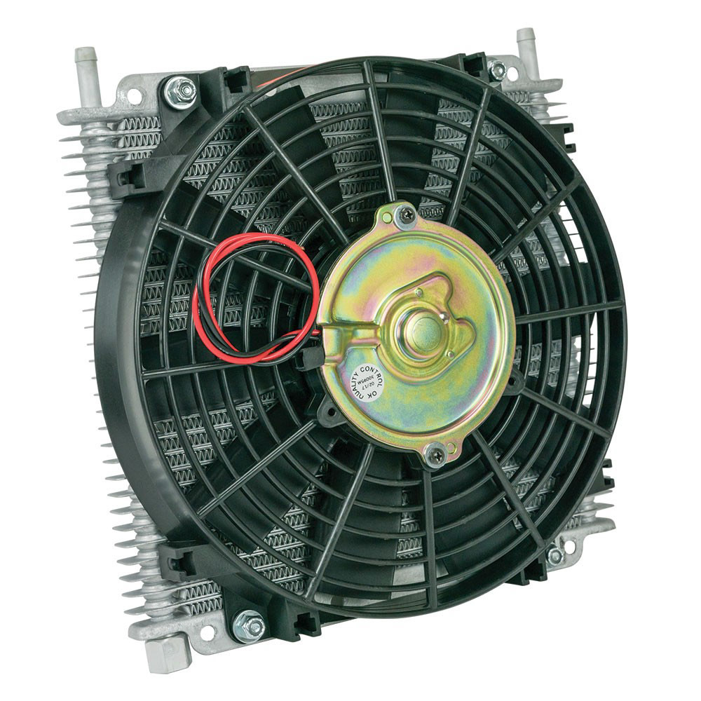 Flex A Lite 114213 Fluid Cooler and Fan, 11 x 9.641 x 3.250 in, Plate and Fin Type, 3/8 in Hose Barb Inlet / Outlet, Aluminum, Natural, Transmission Fluid, Each