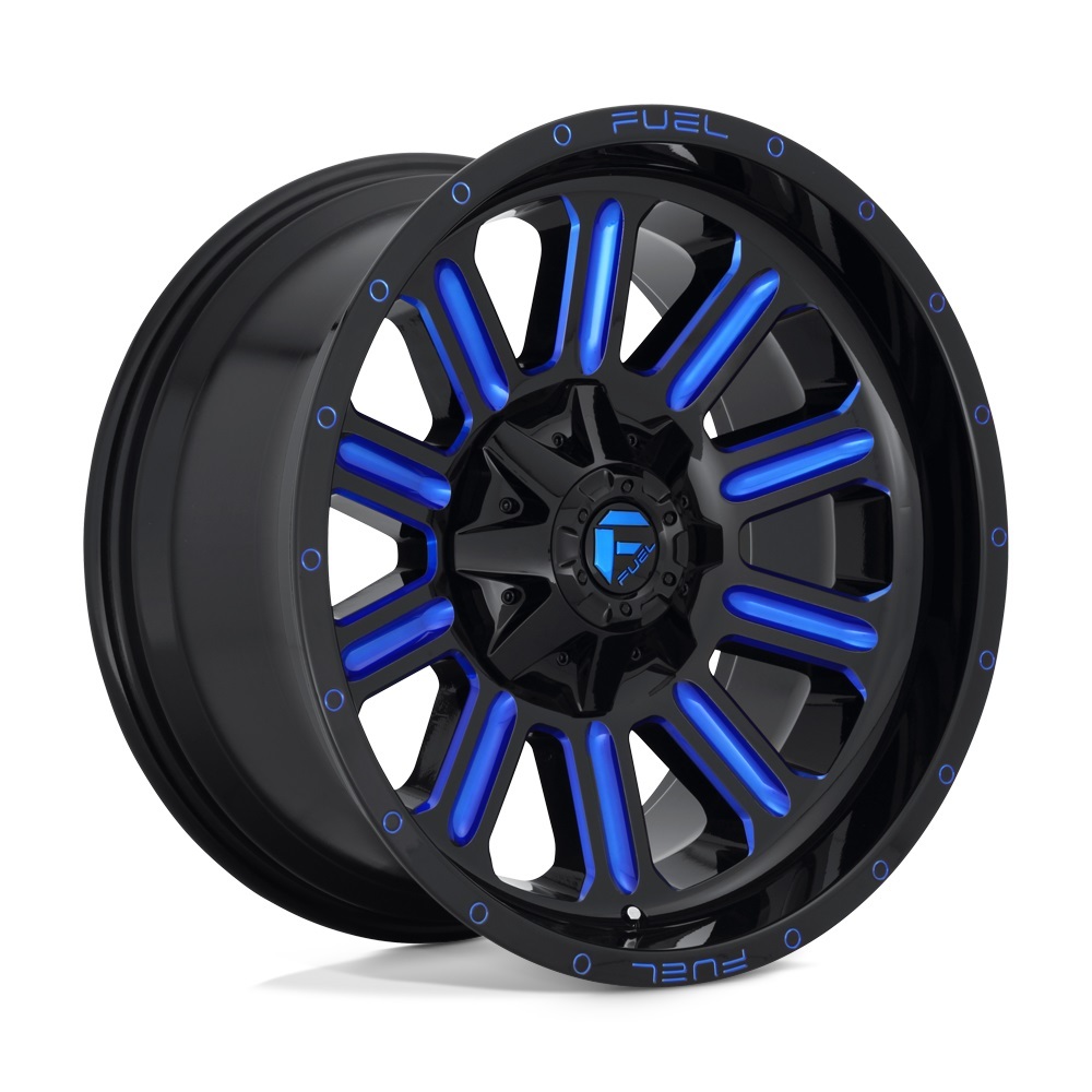 Fuel Off-Road Hardline D646 Gloss Black Wheels with Candy Blue Accents 20x10 Wheel, D646, 20 x 10, Aluminum, Black, Accent, 5 x 139.7mm Bolt Pattern, -18mm Offset, 4.790 in. Backspace, Each thumbnail 4