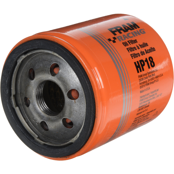 Fram HP18 Oil Filter, HP, 3.400 in Tall, 22 mm x 1.50 Thread, Steel, Orange Paint, Various Applications, Each