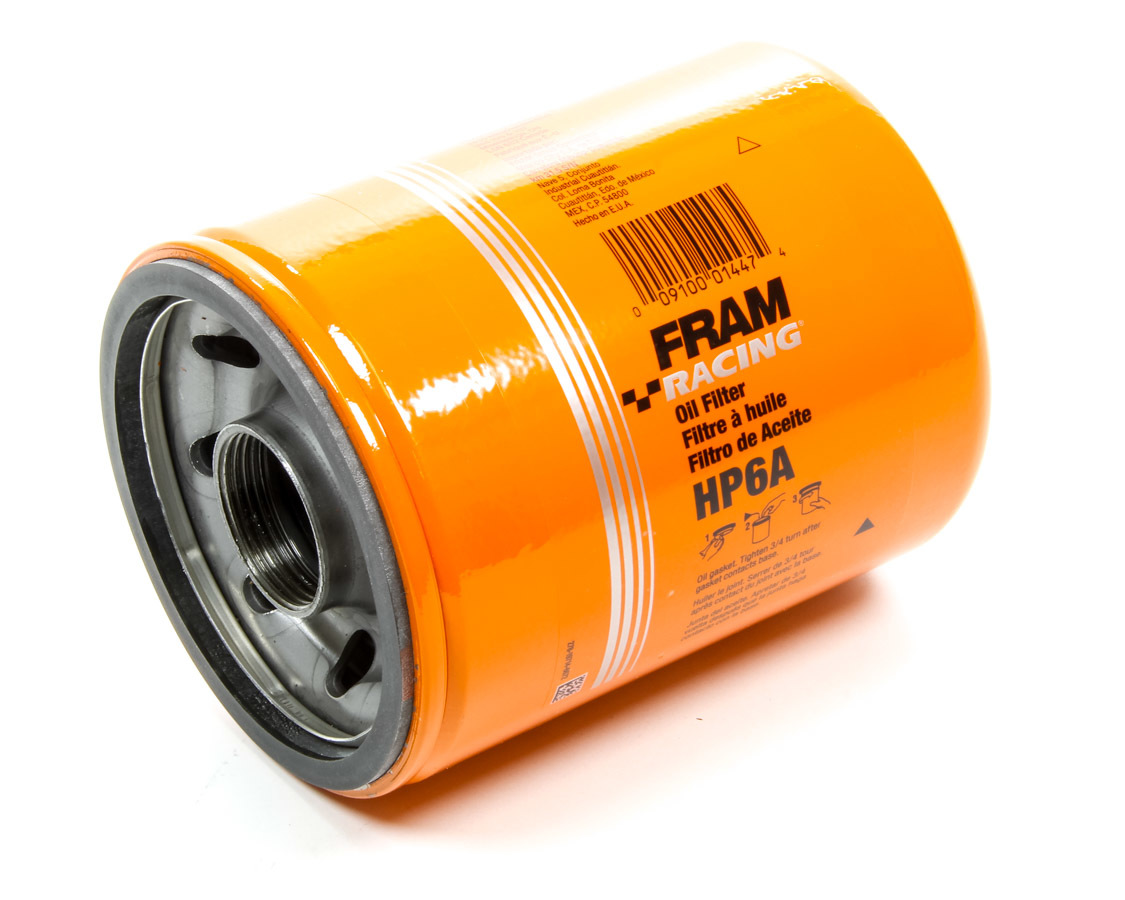 Fram HP6A Oil Filter, HP, Canister, Screw-On, 6.180 in Tall, 1-1/2-12 in Thread, Steel, Orange Paint, Each