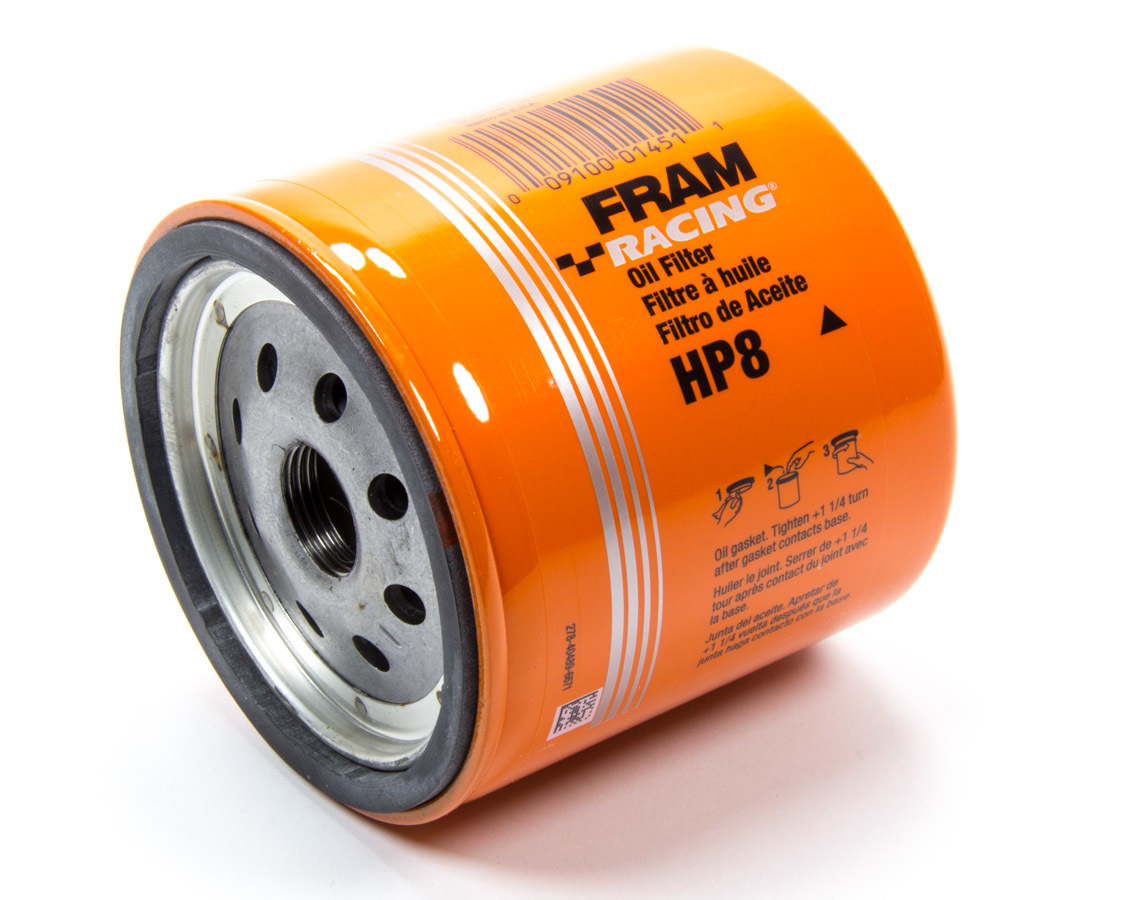Fram HP8 Oil Filter, HP, Canister, Screw-On, 4 in Tall, 13/16-16 in Thread, Steel, Orange Paint, GM, Each