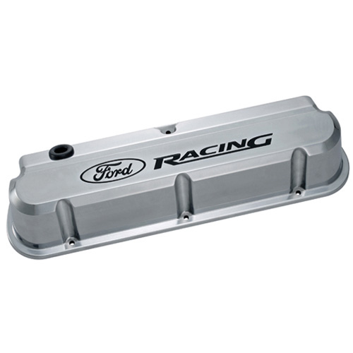 Ford Performance 302-138 Valve Cover, Tall, Baffled, Oil Fill Cap, Ford Racing Logo, Aluminum, Polished, Small Block Ford, Pair