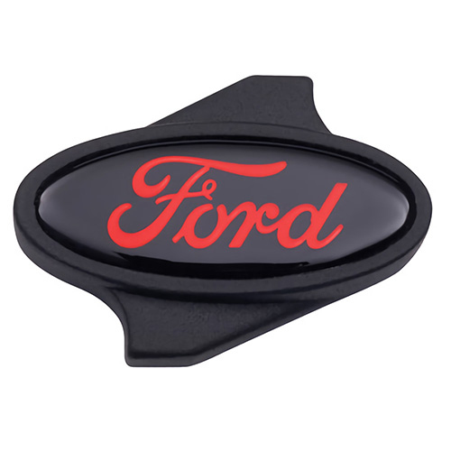 Ford Performance 302-339 Air Cleaner Nut, Ford Oval, 1/4-20 in Thread, Ford Logo, Aluminum, Black Paint, Each