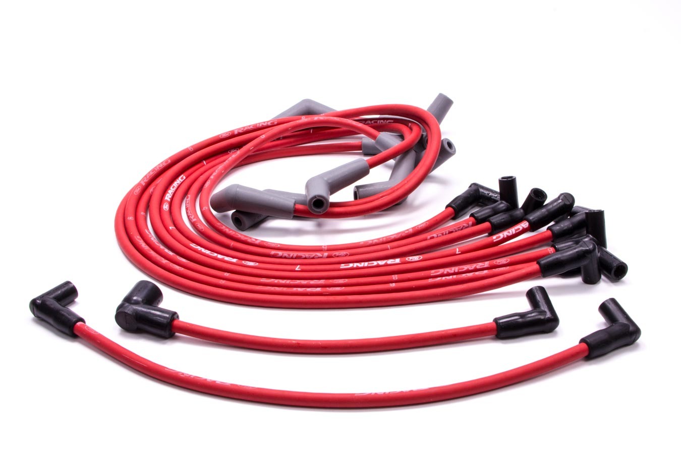 Ford Performance M12259-R460 Spark Plug Wire Set, Ford Racing, Spiral Core, 9 mm, Red, 45 Degree Plug Boots, HEI Style Terminal, Big Block Ford, Kit