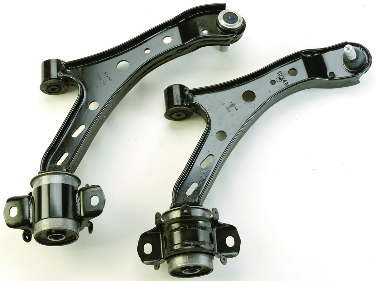 Ford Performance M3075-E Control Arm, Lower, Press-In Ball Joints, Steel, Black Powder Coat, Ford Mustang 2005-10, Pair
