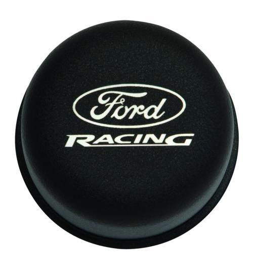 Ford Performance M6766-FRNVBK Breather, Push-In, Round, 1-1/4 in Hole, Ford Racing Logo, Steel, Black Powder Coat, Each