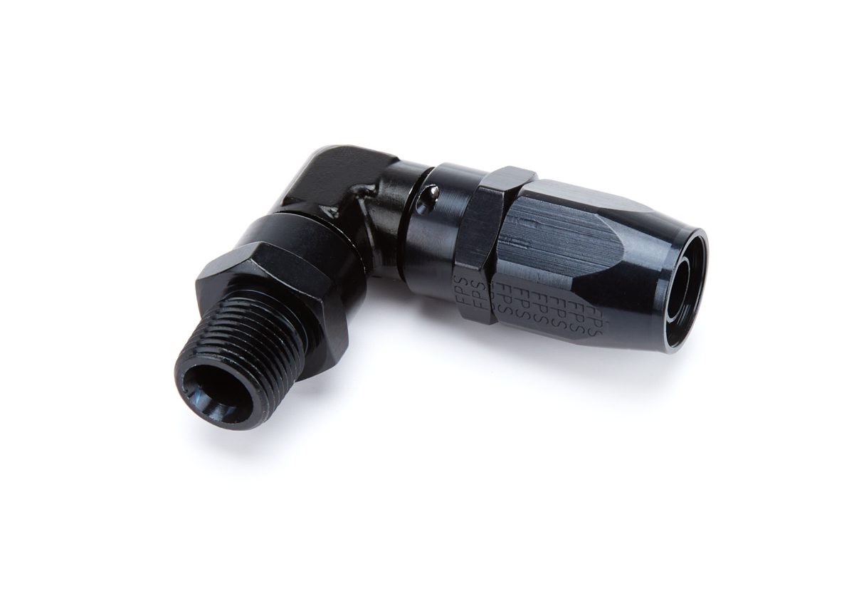 Fragola 199008-BL Fitting, Hose End, 3000 Series, 90 Degree, 8 AN Hose to 3/8 in NPT Male, Aluminum, Black Anodized, Each