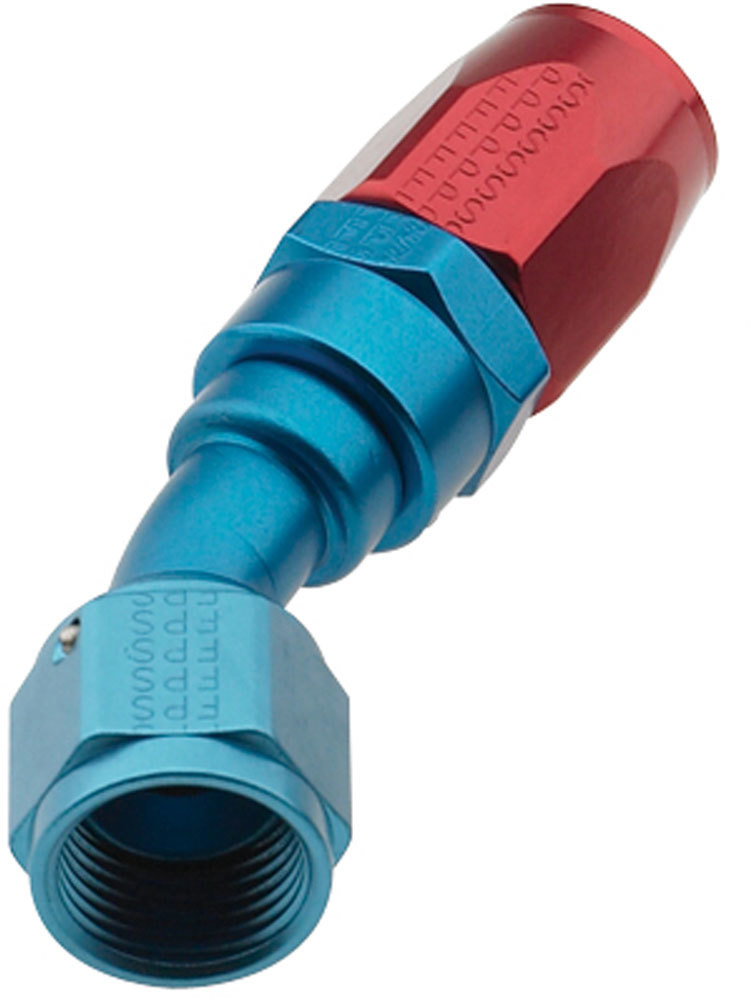 Fragola 223006 Fitting, Hose End, 2000 Series Pro Flow, 30 Degree, 6 AN Hose to 6 AN Female, Swivel, Aluminum, Blue / Red Anodized, Each