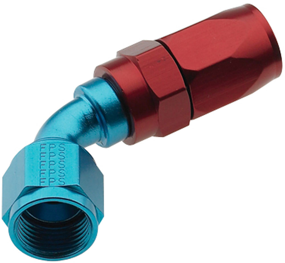 Fragola 226008 Fitting, Hose End, 2000 Series Pro Flow, 60 Degree, 8 AN Hose to 8 AN Female, Swivel, Aluminum, Blue / Red Anodized, Each