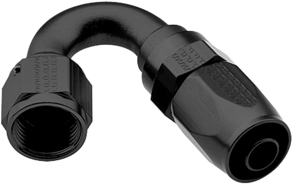 Fragola 231504-BL Fitting, Hose End, 2000 Series Pro Flow, 150 Degree, 4 AN Hose to 4 AN Female, Aluminum, Black Anodized, Each