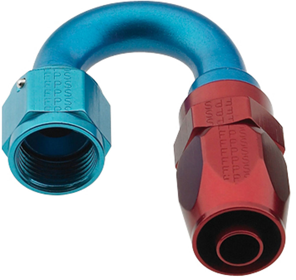 Fragola 231804 Fitting, Hose End, 2000 Series Pro Flow, 180 Degree, 4 AN Hose to 4 AN Female, Aluminum, Blue / Red Anodized, Each