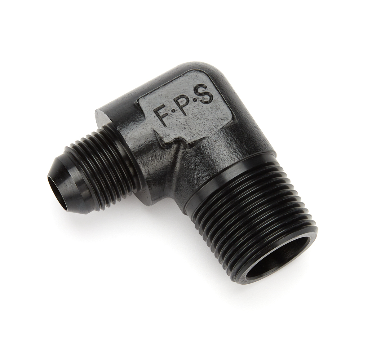 Fragola 482217-BL Fitting, Adapter, 90 Degree, 8 AN Male to 3/4 in NPT Male, Aluminum, Black Anodized, Each