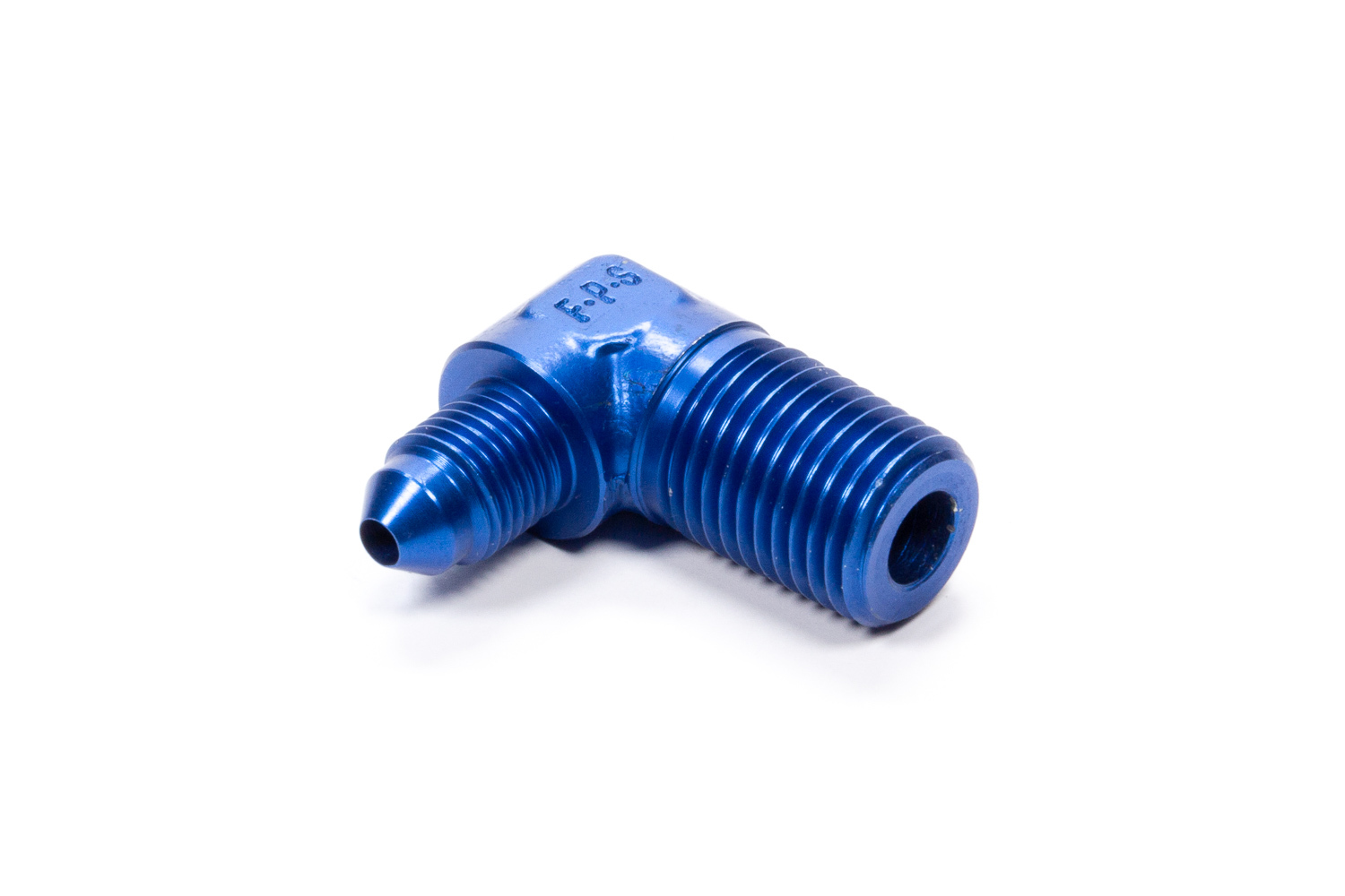 Fragola 482238 Fitting, Adapter, 90 Degree, 4 AN Male to 3/8 in NPT Male, Aluminum, Blue Anodized, Each