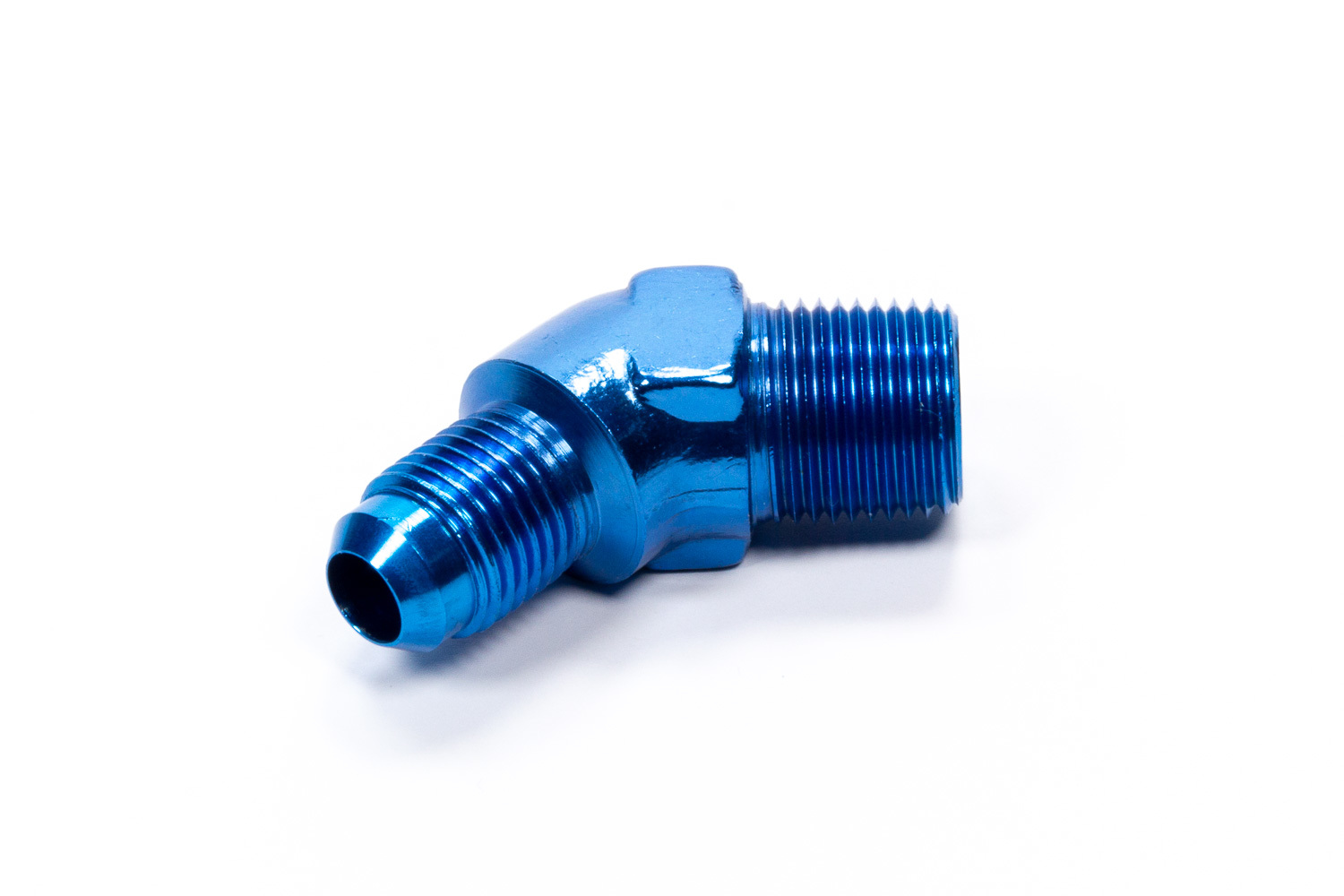 Fragola 482366 Fitting, Adapter, 45 Degree, 6 AN Male to 3/8 in NPT Male, Aluminum, Blue Anodized, Each