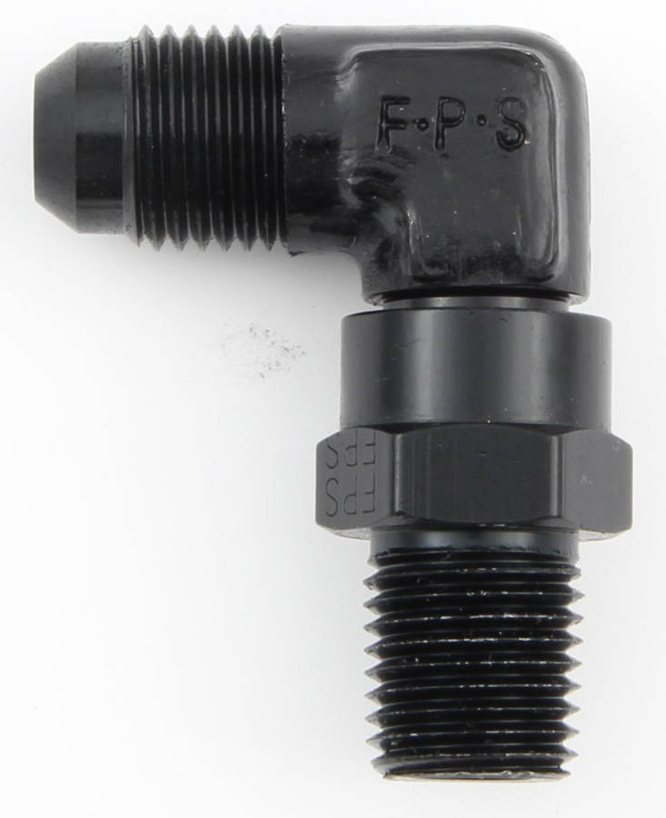 Fragola 499106-BL Fitting, Adapter, 90 Degree, 6 AN Male to 1/4 in NPT Male, Swivel, Aluminum, Black Anodized, Each