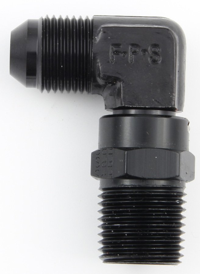 Fragola 499166-BL Fitting, Adapter, 90 Degree, 6 AN Male to 3/8 in NPT Male, Swivel, Aluminum, Black Anodized, Each