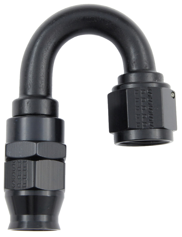 Fragola 681806-BL Fitting, Hose End, Real Street, PTFE Hose, 180 Degree, 6 AN Hose to 6 AN Female, Aluminum, Black Anodized, Each