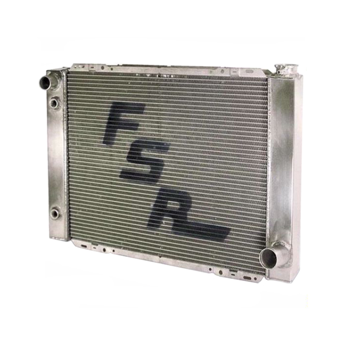 FSR Racing 2719D2-16 Radiator, 27.500 in W x 19 in H, Driver Side Inlet, Passenger Side Outlet, Aluminum, Natural, Chevy, Each