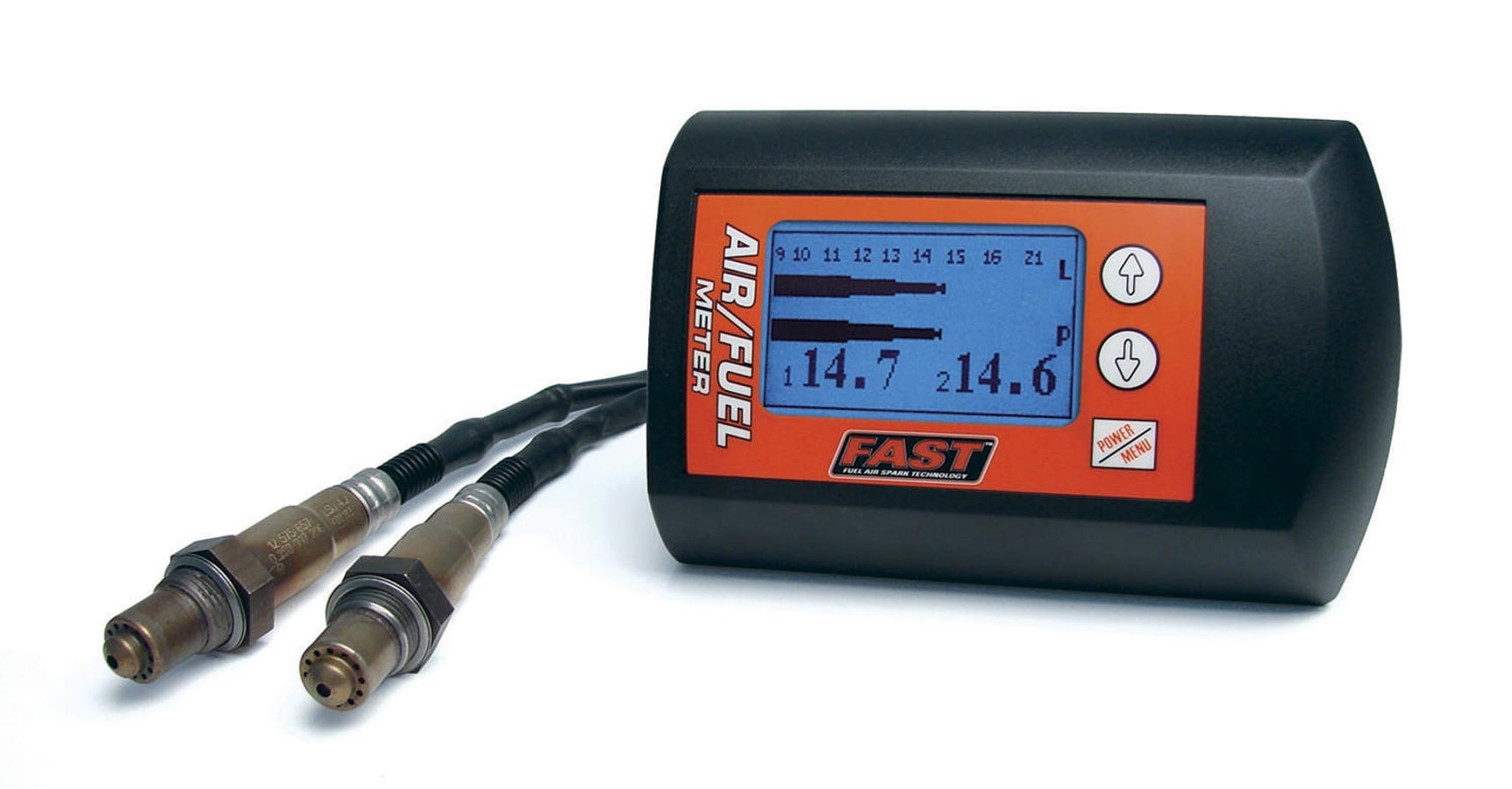 Fast 170402 - Air-Fuel Ratio Gauge, Dual Sensor, Wideband, Electric, Digital, Data Logging, Rectangle, O2 Sensors / Cables, Black / Red Face, Gas, Each