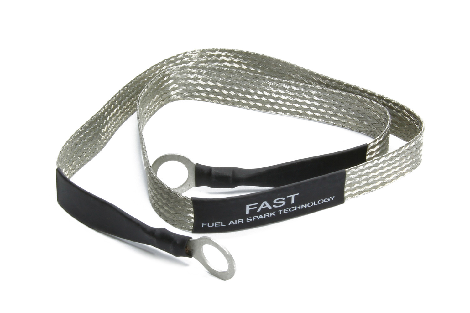 FAST 6000-6720 Ground Strap, Flat Braided, 11 Gauge, 24 in Long, Eyelet Terminals, Tin Coated Copper, Natural, Each
