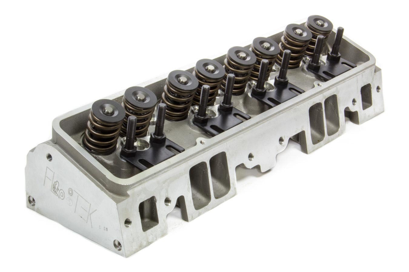 Flo Tek 102505 Cylinder Head, Assembled, 2.020 / 1.600 in Valves, 180 cc Intake, 64 cc Chamber, 1.460 in Springs, Straight Plug, Aluminum, Small Block Chevy, Each