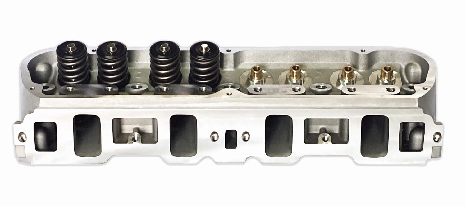 Flo Tek 185-505FT Cylinder Head, Thumper, Assembled, Flat Tappet, 2.020 in / 1.600 in Valve, 185 cc Intake, 60 cc Chamber, 1.460 in Springs, Angle Plug, Aluminum, Natural, Small Block Ford, Each