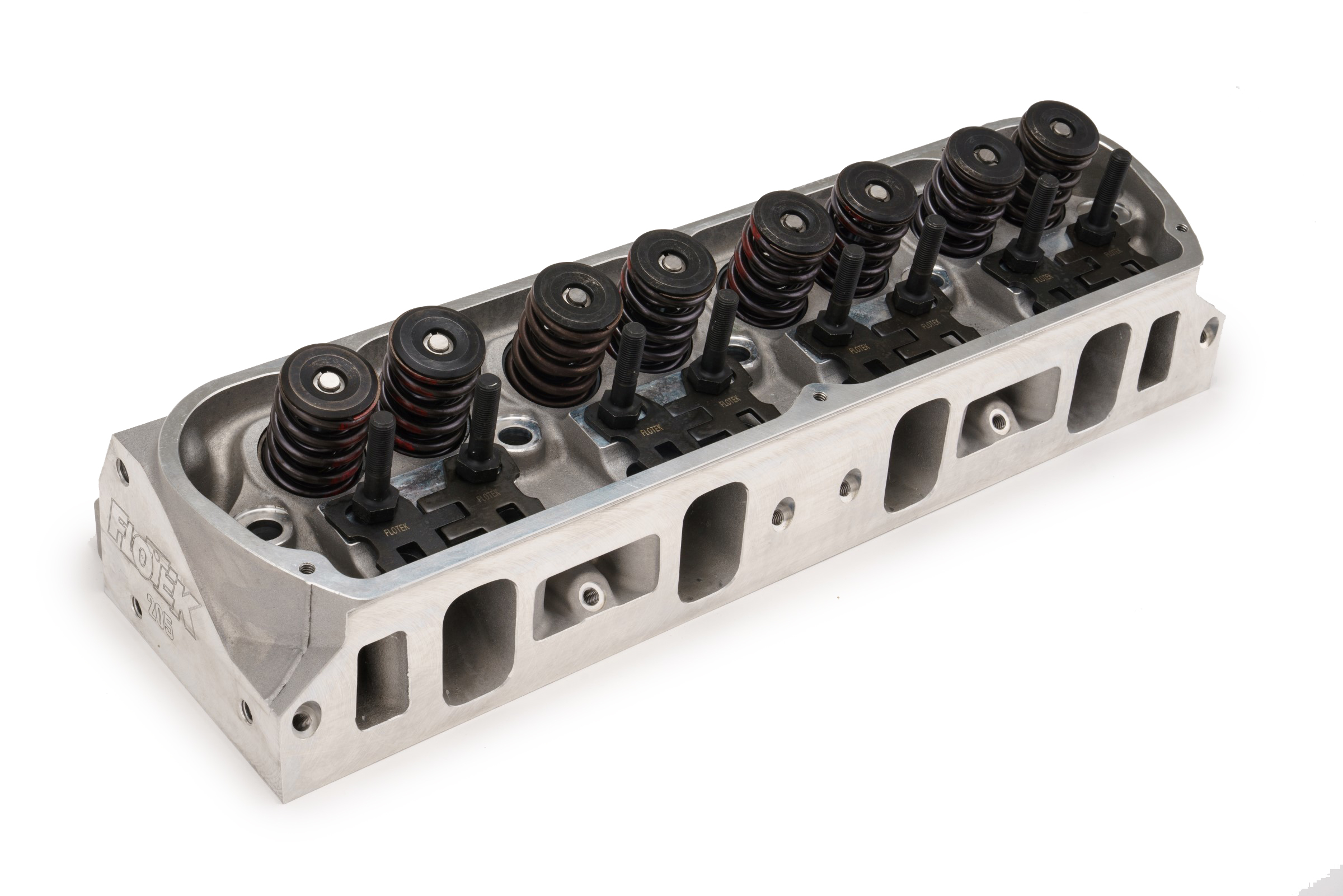 Flo Tek 2205-HR-505 Cylinder Head, The Hammer, Assembled, 2.080 / 1.600 in Valves, 205 cc Intake, 60 cc Chamber, 1.580 in Springs, Aluminum, Small Block Ford, Each