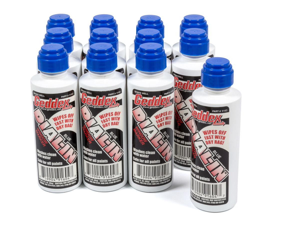 Dial-In Marker - Dial-In - Window - Blue - Safe on Glass / Polycarbonate / Rubber - 3 oz Bottle / Applicator - Set of 12