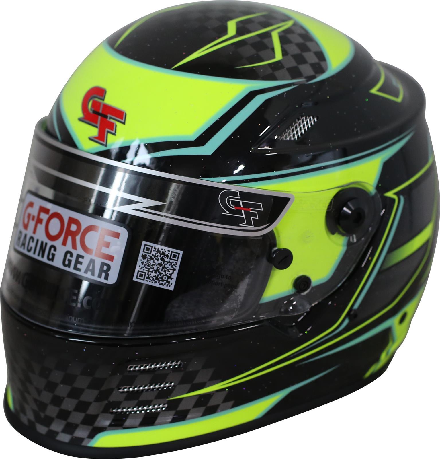 G-Force Racing Gear 13005SMLYL Helmet, Revo Graphics, Full Face, Snell SA2020, Head and Neck Support Ready, Black / Yellow, Small, Each