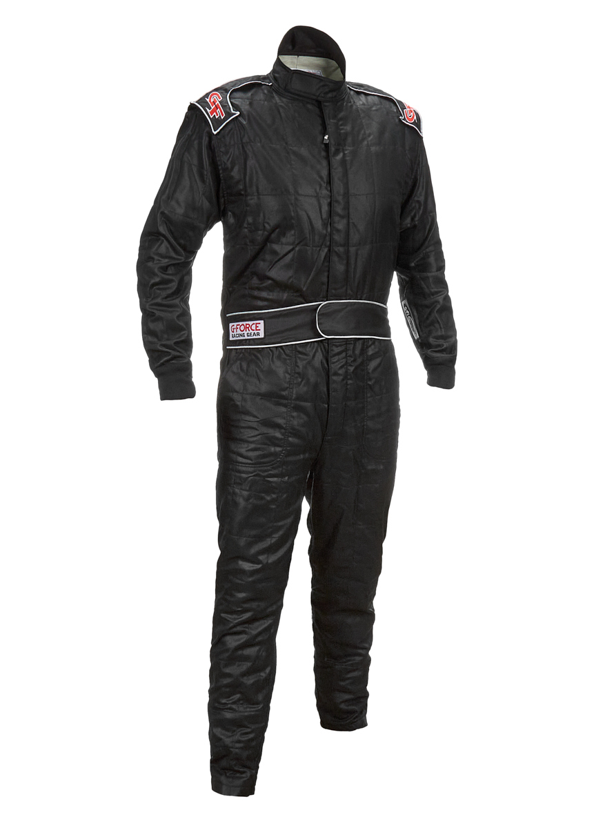 G-Force Racing Gear 35451LRGBK Driving Suit, G-Limit, 1-Piece, SFI 3.2A/1, Multiple Layer, Fire Retardant Cotton / Nomex, Black, Large, Each
