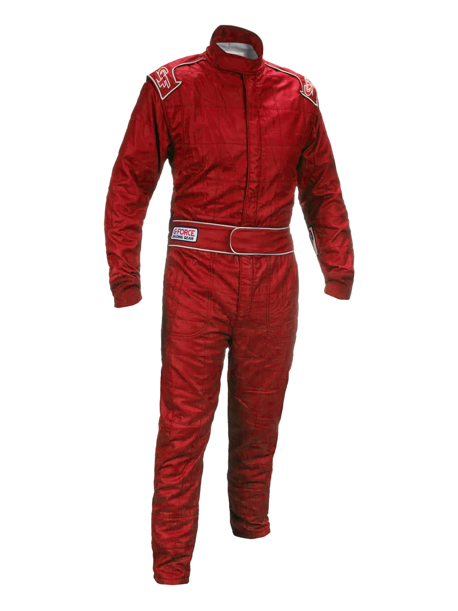 G-Force Racing Gear 35451SMLRD Driving Suit, G-Limit, 1-Piece, SFI 3.2A/1, Multiple Layer, Fire Retardant Cotton / Nomex, Red, Small, Each