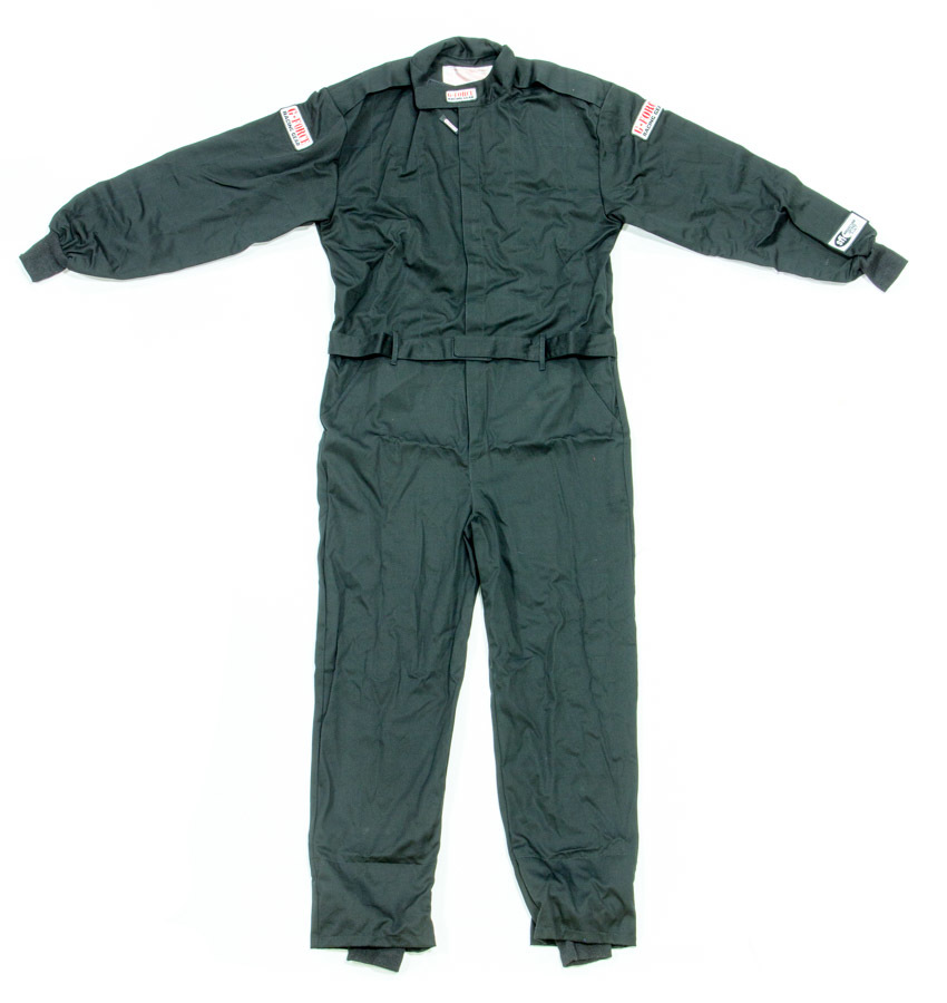 G-Force Racing Gear 4125MEDBK Driving Suit, GF125, 1-Piece, SFI 3.2A/1, Single Layer, Fire Retardant Cotton, Black, Medium, Each