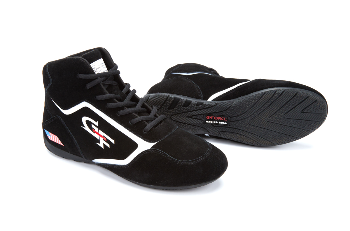 G-Force Racing Gear 44000065BK Driving Shoe, G-Limit, Mid-Top, SFI 3.3/5, Suede / Leather Outer, Fire Retardant Cotton Inner, Black, Size 6.5, Pair