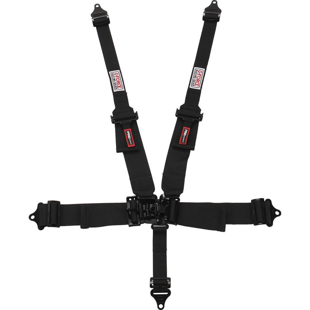 G-Force Racing Gear 6600BK - Harness, 5 Point, Latch and Link, SFI 16.1, Pull Down Adjust, Bolt-On / Wrap Around, Individual Harness, Black, Kit