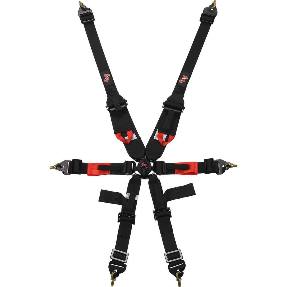 G-Force Racing Gear 7623BK Harness, 6 Point, Camlock, FIA Approved, Pull Down Adjust, Clip-In / Wrap Around, Individual Harness, Black, Kit