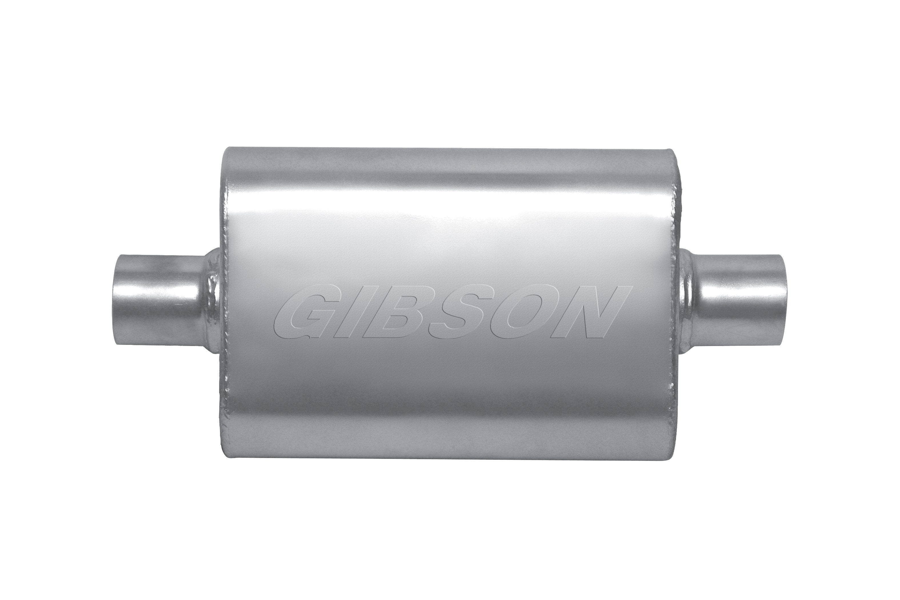 Gibson Exhaust BM0102 Muffler, MWA, 3 in Center Inlet, 3 in Offset Outlet, 9 in Diameter Body, 14 in Long, Stainless, Universal, Each