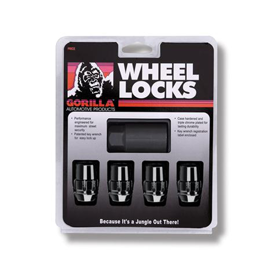 GORILLA — GORILLA Wheel Locks Acorn Black Chrome 14mm x 1.50 4Pack
